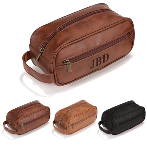 Personalized Leather Toiletry Bag For Men & Women Vintage Leather Dopp Kit Birthday Gift & Groomsmen Gift Handmade Travel Bag Organizer for Toiletries, Cosmetic, Shaving & Grooming Kit