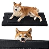 Bedsure Chew Proof Dog Bed Large Sized Dog Machine Washable Pet Crate Pad Durable Kennel Pad for Chewers, Black