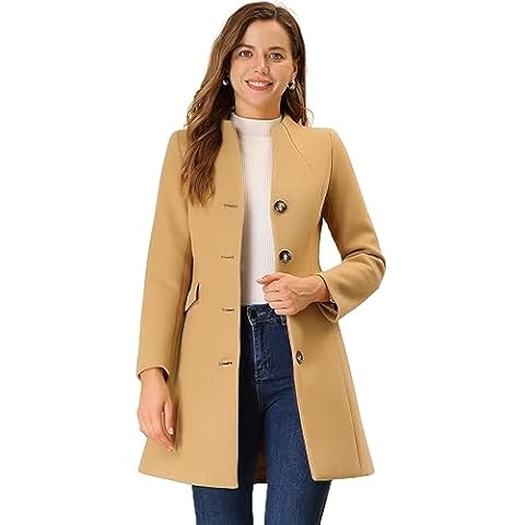 Allegra K Women's Khaki Winter Overcoat Cover