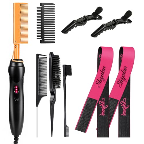 Peigne à lisser électrique contre cheveux rebelles avec brosses de salon