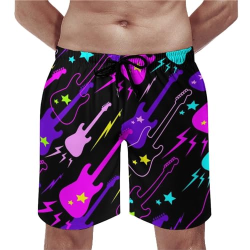 Shorts de bain homme guitare séchage rapide avec poches pratiques pour l'été