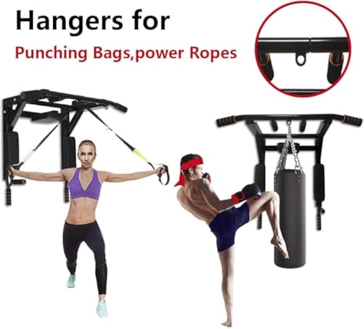 BDL Wall Mounted Pull Up Bar Chin Up bar Multifunctional Dip Station for Indoor Home Gym Workout, Power Tower Set Training Equipment Fitness Dip Stand Supports to 440 Lbs