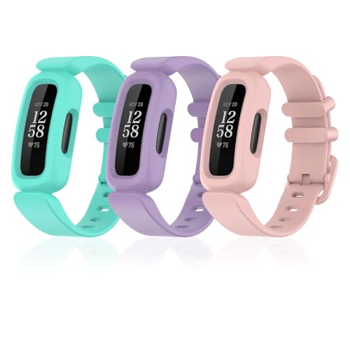 Watlikeup 3 Pcs Silicone Straps Compatible with Fitbit Ace 3 for Kids Watch Straps Silicone Wristband Replacement Straps WatchStrap for Kids Fitbit Strap Boys Girls