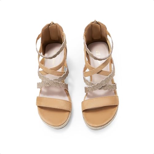 Image of DREAM PAIRS Girls Wedge Sandals Flatform Open Toe Platform Sandals Flower Wedding Party for Little Kid /Big Kid