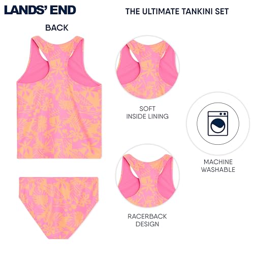 Image of Lands' End Girls' UPF 50+ Swim Bikini Bottom and Racerback Tankini Set