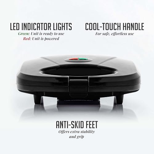 OVENTE Electric Panini Press Grill with Nonstick Plates, LED Indicator Lights, Thermostat Control, Compact Sandwich Maker Perfect for Cooking Breakfast, Steaks, Eggs Snacks & More, Copper GP0110CO