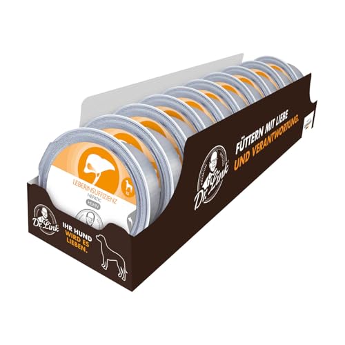 Dr. Link Spezial-Diät Hundefutter speziell für die Leber, Proteinquelle Huhn, für Hunde - Stoffwechsel, Elektrolytausgleich, Unterstützung der Leberfunktion – 10x125g Schale