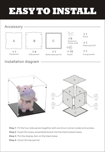 Image of 10x10x10Inch Self-Assembly Acrylic Clear Display Case | Acrylic Display Box Cube Collectibles Show Box, Removable Countertop Box for Collectible Helmet Basketball Home Organization