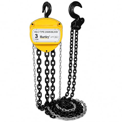 Image of Hartley HS-C Type 3 Ton Chain Pulley Block, 6 Meter Lift, 6 mm Load Chain | Double Fall Manual Chain Hoist | Heavy Duty Alloy Steel Hooks | Material Handling Equipment | Ideal for warehouses, factories, construction sites, and maintenance. Perfect for machinery installation and moving cargo.