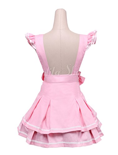 Antaina Pink Suspenders Cotton Layered Bow Pleated Lolita Skirt Short Dress3