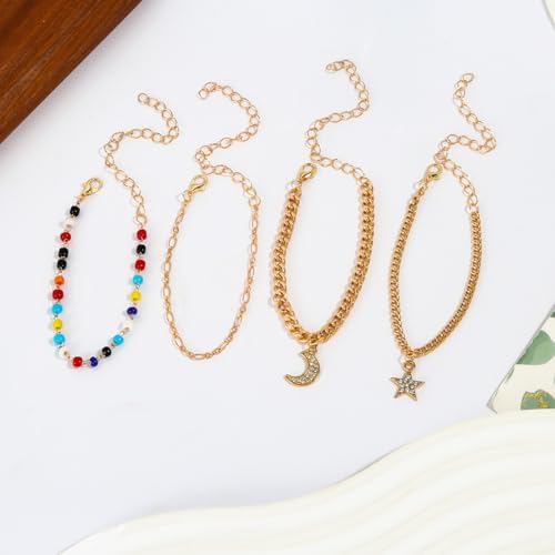 Image of Layered Butterfly Anklet For Women Charms Butterfly Gold Silver Rhinestone Cuban Anklets Adjustable Anklet For Summer Beach (silver)