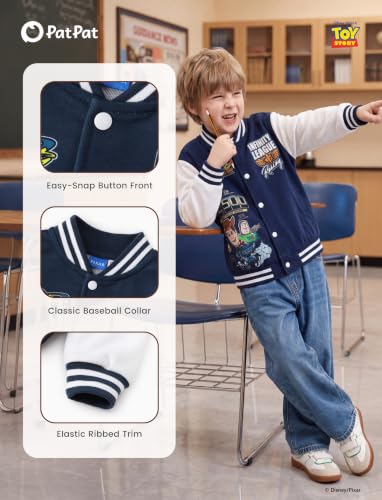 Image of Disney Girl & Boy Varsity Bomber Jacket Fall Sweatshirt Toddler to Big Kid | Officially Licensed Jacket with Mickey, Minnie, Spider-Man, Gwen, Toy Story, Cars, Frozen, Princess, Stitch, Zootopia Designs