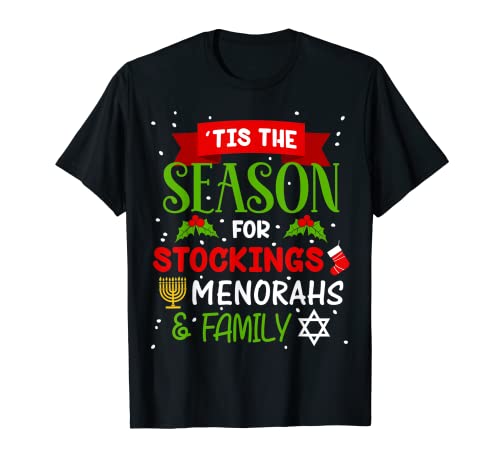 Tis La Temporada Medias Menorahs Chrismukkah Camiseta