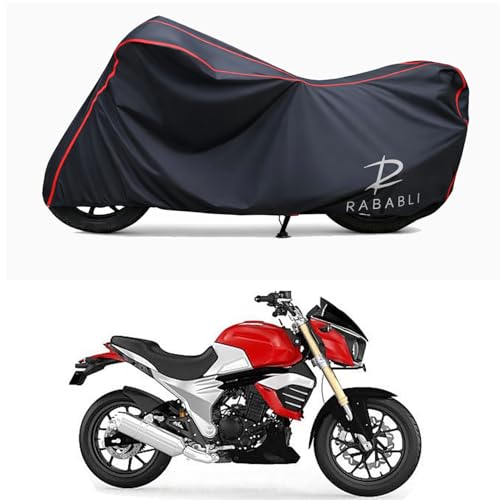 Image of Waterproof Bike Body Cover Compatible for | Mahindra Mojo XT 300 | Taffeta Fabric, Red Piping Design, Bottom Elastic Fit | Dustproof, Sun UV & Rain Protection for All Bikes