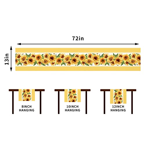 Rvsticty Linen Watercolor Sunflower Table Runner Spring Flower Tablecloth Spring Farmhouse Sunflower Decorations And Supplies For Home Kitchen Table-13×72'' #TOP1