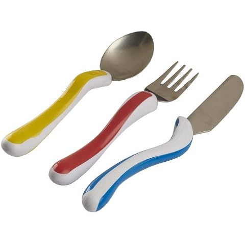 NRS Healthcare M80282 Kura Care Easy Grip Children's Cutlery Set, Multi-Colour Cover