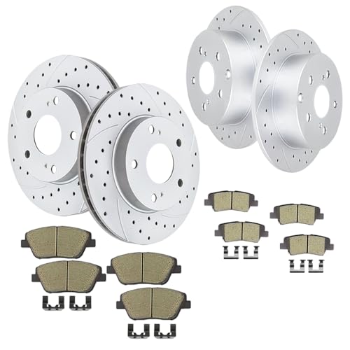 Acinoparts Front and Rear Drilled & Slotted Brake Rotors and