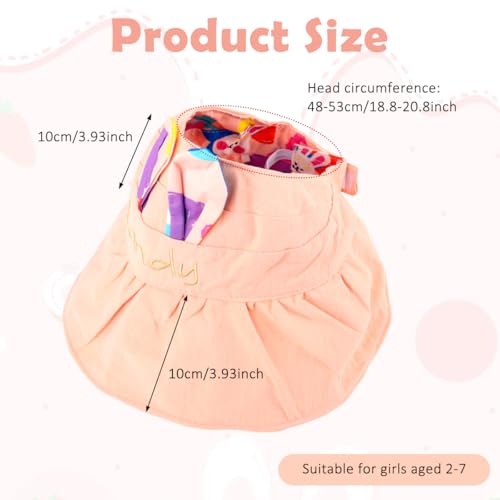 Image of SNOWIE SOFT Wide Brim Sun Hat for Kids Girls with Neck Flap Shawl, UPF 50+ Adjustable Chin Strap Sun Protection Hat for Girls 2-10 Years Old, Summer Breathable Sun Visor Hat Windproof Beach Hat