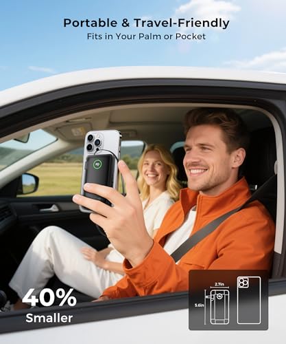 Image of Portable Charger Power Bank - Battery Pack 35W AC Plug GaN 10000mAh Built in Cable USB C Phone Fast Charging Powerbank Compatible with iPhone 16 15 14 13 12 11 X iPad MacBook Samsung (Black)