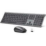 iClever DK03 Bluetooth Keyboard and Mouse, Rechargeable Dual-Mode (Bluetooth 4.2 + 2.4G) Wireless Keyboard and Mouse Combo, Ultra-Slim Multi-Device Keyboard for Mac, iPad, Apple, Android, Windows