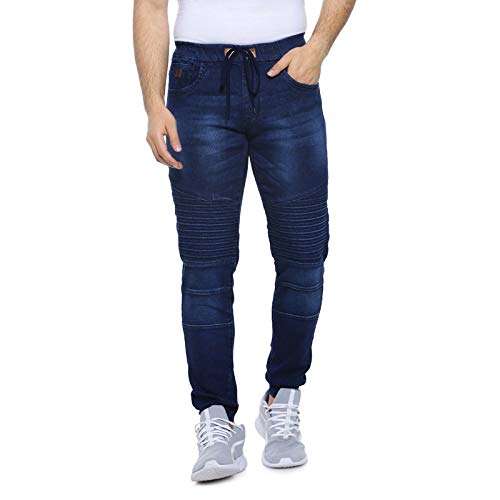 cahoot Men's Mid Rise Classic -Wash Skinny Fit Denim Jeans | Stretchable Cotton Mid-Rise Drawstring Denim Jeans Crafted with Comfort Fit for Everyday Wear-picture-32