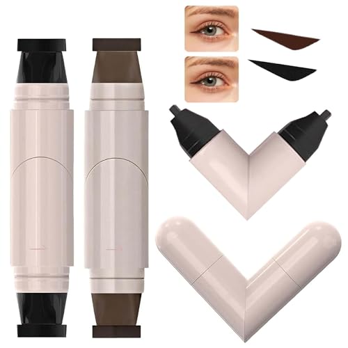 Eyeliner Stamp Set - 2PCS Winged Eye Liner Pencil Set, Quick Shaping Eyeliner with Left/Right Eye Marked, Smudge-Proof & Long-Lasting Gel Eyeliners Tool for Beginners & Makeup - Black & Brown