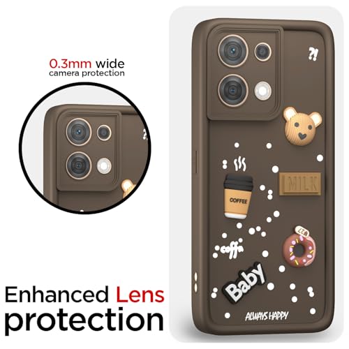 Image of Pikkme Back Cover for Oppo Reno 8 5G | Cute Fun Cartoon 3D Bear Silicone Full Body Protection Bumper Case (Brown)