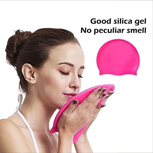 Zwemmutsen Unisex siliconen badmuts voor dames lang haar en mannen en kinderen waterdicht - een set van 2-één met oorzakken en klassieke One wordt geleverd met 1x neuslippen oordopjes - Image 5