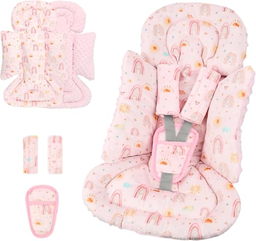 TANOFAR Inserto de asiento de coche infantil y fundas de correa, muy suave, soporte para la cabeza de asiento de coche para bebé, niña, niño, cojín reversible para asiento de coche recién nacido, se