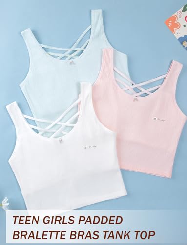 Happy Cherry Teen Girl’s Bra Tank Top Sleeveless Crop Undershirts Padded Bralette Camisoles for Girls 7-16 Years4