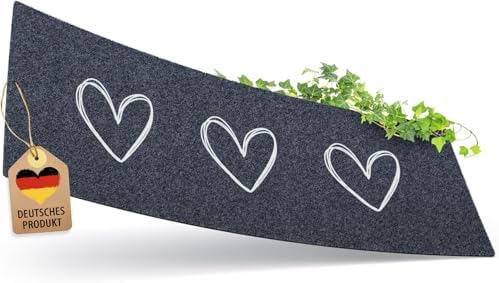 ElbFuchs Schuhparkplatz Fußmatte 100x35cm Grau 3 Herze I Waschbar & rutschfest, Hochwertige Schuhmatte für Innen- und Außenbereich I Ideal als Schuhablage & Schmutzfangmatte für Fl