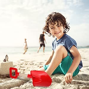 Lot De 3 Pelles De Plage Résistantes – Rouge, Jaune, Bleu – Pour Bac à Sable, Jardin, Creuser – Ergonomique – Jouet Extérieur Enfant