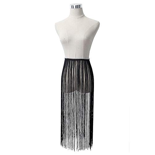 Mrotrida Women's Fringe Belt Skirt Adjusted Long Tassel Belts Decoration Black For Waistline:24-29 Inch #TOP3