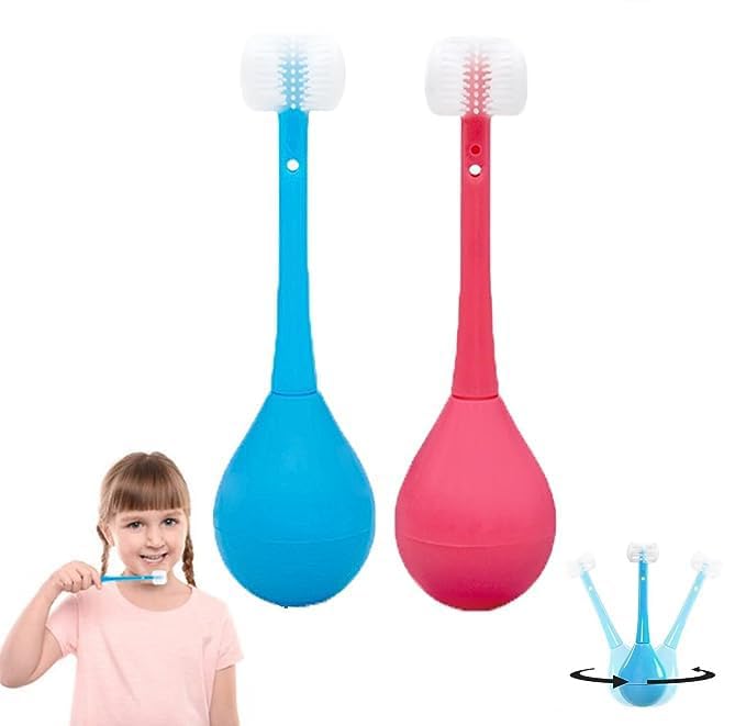 SPIRITUAL HOUSE Triple Angle Silicone Soft Bristled Toothbrush For Kids, Three Sided Soft Sensitive Gums Toothbrush for Children’s Toddler (Pack of 2)-image-25