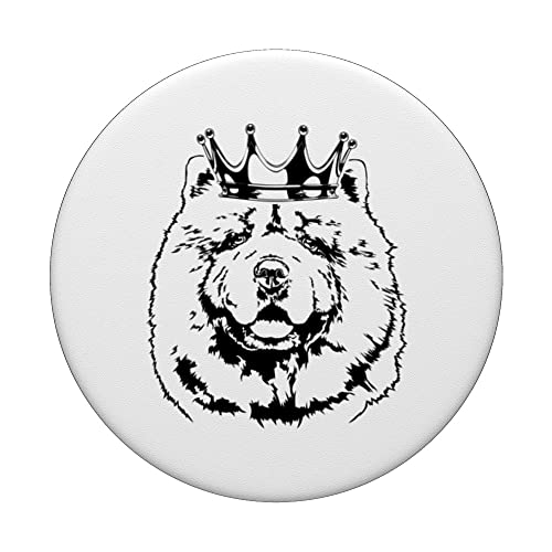 Funny Proud Chow Chow with crown dog mom dog PopSockets Swappable PopGrip, Black - Image 3