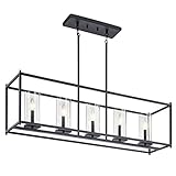 Kichler Lighting 43995BK Crosby - 5 Light Linear Chandelier - with Contemporary Inspirations - 25.75 inches Tall by 10 inches Wide, Black Finish with Clear Glass