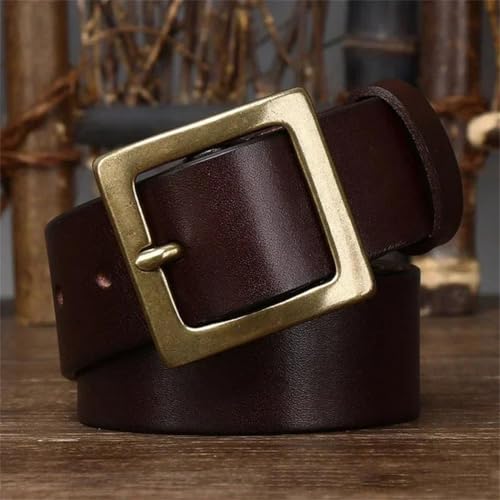 Men Leather Belt Genuine Cowhide Brass Buckle Business2