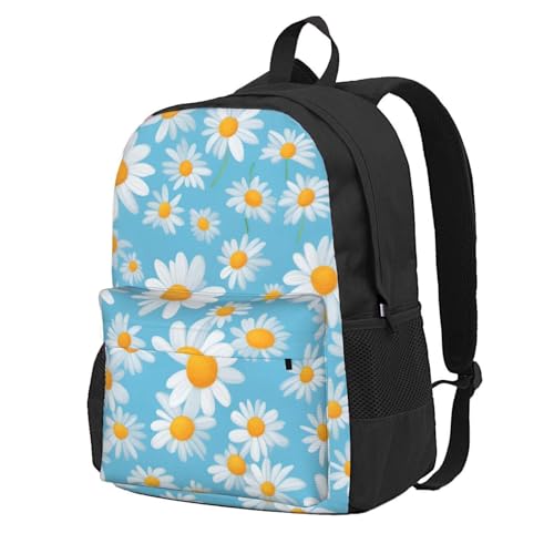 Sac à dos résistant à l'eau imprimé floral bleu ciel et léger pour adulte