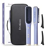 DYNKNO Hair Straightener Brush, Ionic Hair Straightening Brush with 5 Temperature Adjust, Anti-Scald Ceramic Comb Fast Heating for Home Salon + Travel CASE