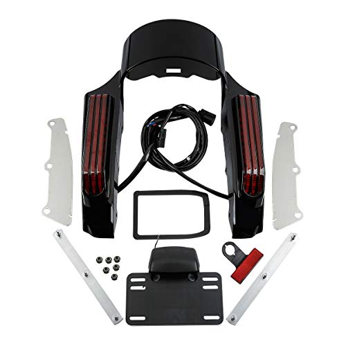 Green-L Rear Fender Fascia Kit with LED Running Brake Signal Light Red Lens Fit for Harley Electra Glide Ultra 2014-2024