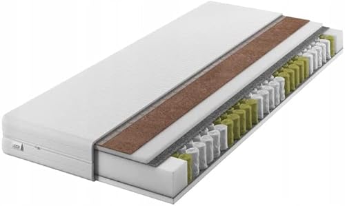 IZER 2 in 1 Matratze 180x200 cm mit KOKOS | 7-Zonen | Taschenfederkern | Kokosfaserplatte | Versteppter Bezug H3 / H4 Zweiseitig Federkern