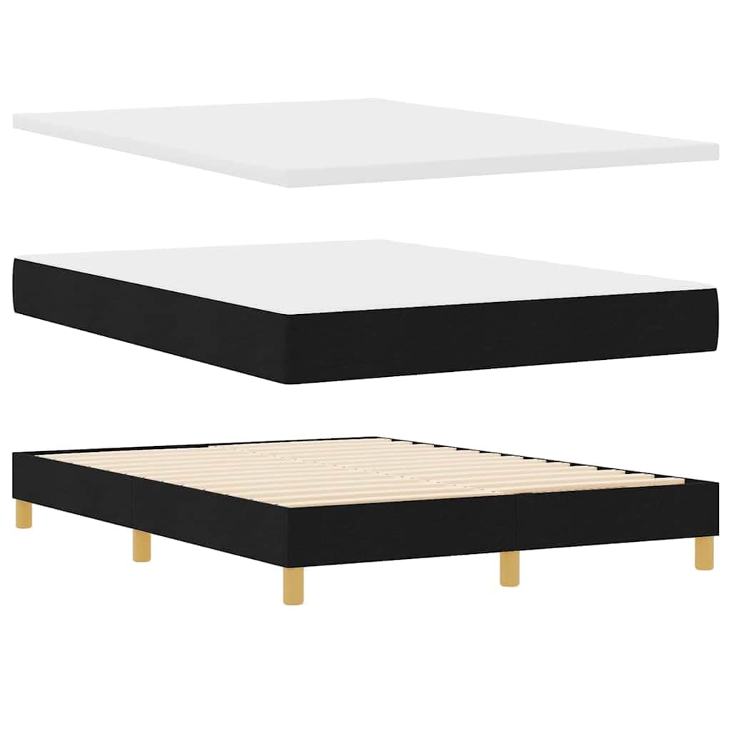 Boxspringbett 140 x 190 cm Schwarz - Modernes Doppelbett mit Taschenfederkern Matratze, Verstellbarem Kopfteil und Robustem Holzrahmen, Polsterbett für Schlafzimmer