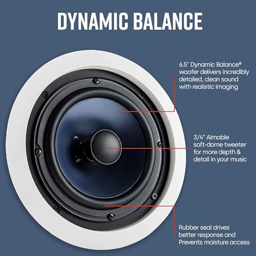Image of kh Ceiling Speakers EAS 501, 6.5 inch Round Perfect for Damp and Humid Indoor /Outdoor Placement Office, mall, Shop, School