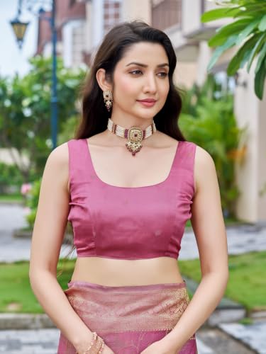 MANOHARI baby pink zari woven silk saree – image 7