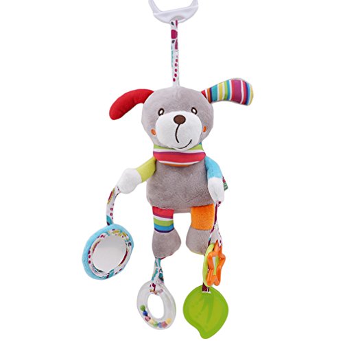 JIOLK ベビーカー用おもちゃ ぬいぐるみ 吊り掛け ハンギングトイ フック付き 音鳴り 動物のベビーカーベッド ふわふわ 飾り 赤ちゃん 寝かしつけ用品 可愛い動物玩具 知育玩具