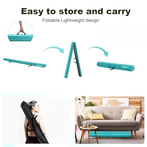 FBSPORT 240CM Faltender Schwebebalken, Gymnastik Balance Balken, Gymnastikboden Balken, Beflockungsschicht Balancierbalken, Balance Fitness Ausrüstung für Kinder