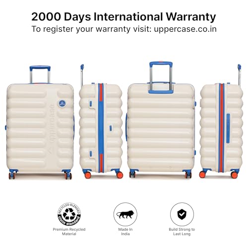 Image of uppercase Astro Trolley Bag Set Of 3 (S+M+L)|Cabin & Check-In Hardsided Spinner Trolley Bag|Flushed Tsa Lock & Anti-Theft Zippers|Dual Wheel For Men & Women|2000 Days Warranty(Beige), 55cm, 65Cm,75Cm
