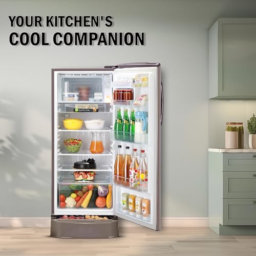 Image of LG 224 L, 3 Star, Direct Cool Single Door Refrigerator (GL-D241AFSD, Fawn Steel, Base stand with drawer & Fast Ice Making)