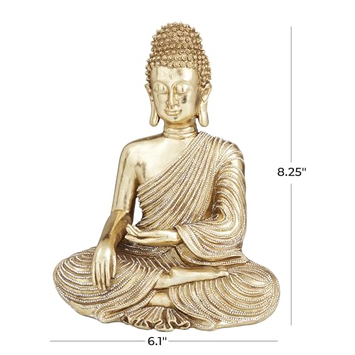 Escultura decorativa Buda de Polystone dorada 6 x 4 x 8 pulg miniatura 5