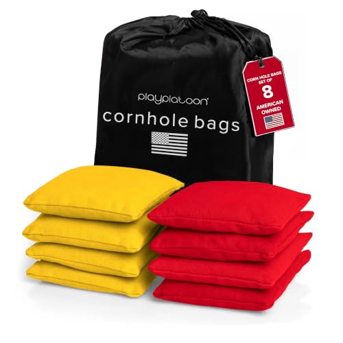 Play Platoon Cornhole Bags Set of 8, Red & Yellow Duck Cloth